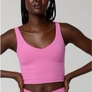 aerie Pink Padded Crop Tank Top Size Small Built-In Bra Athleisure